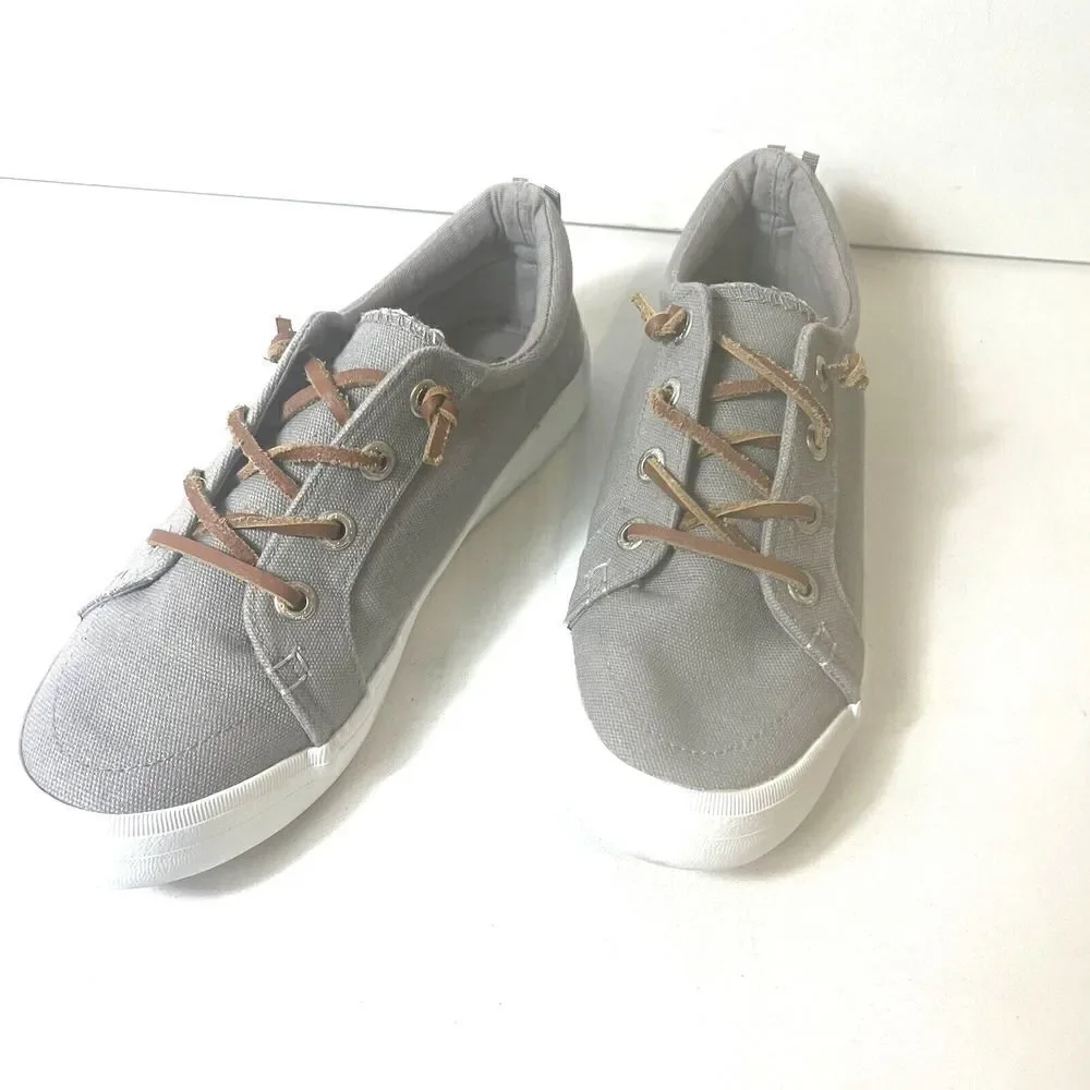Tommy Bahama Womens Sz 10 Gray Canvas Slip On Low Top Casual Comfort Skate Shoes